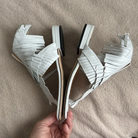 Sergio Rossi White Leather Fringe Sandals 36 - Picture 5 of 11